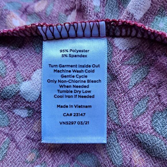 Talbots Petite Fruits Flowers Tie Waist Fit Flare Dress Burgundy Womens Size 1XP - Picture 10 of 10